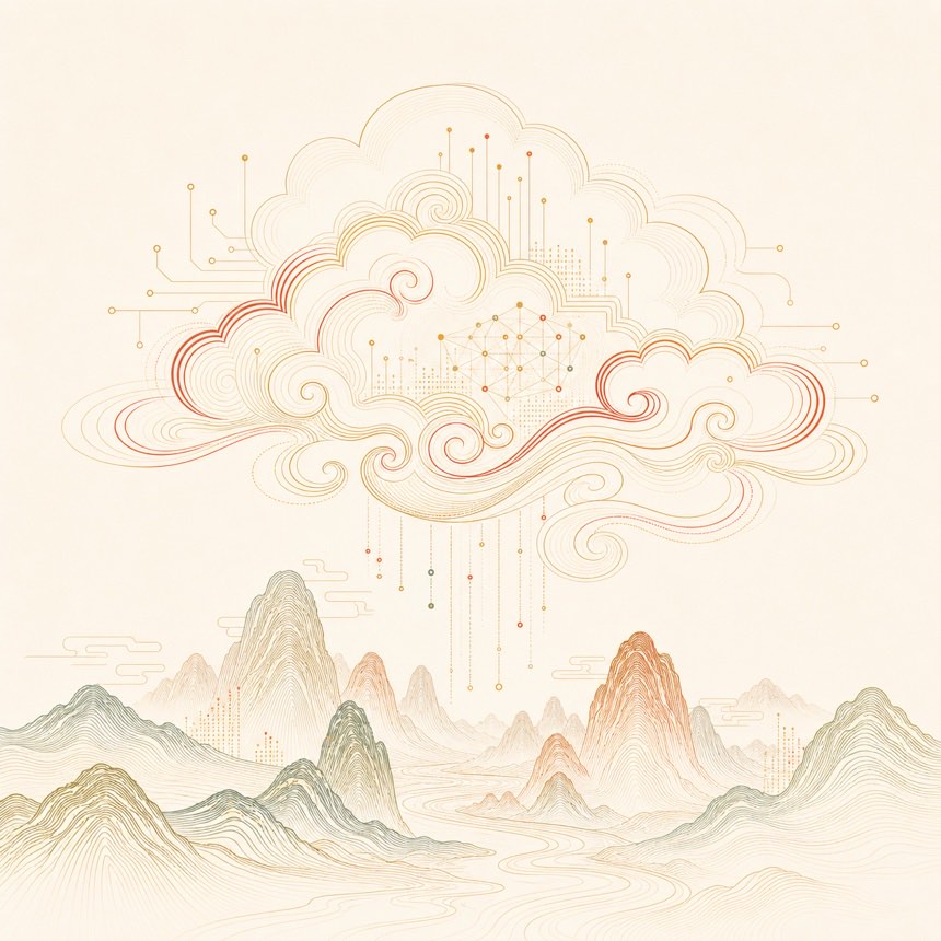 朗风云 · 祥云算力线描图