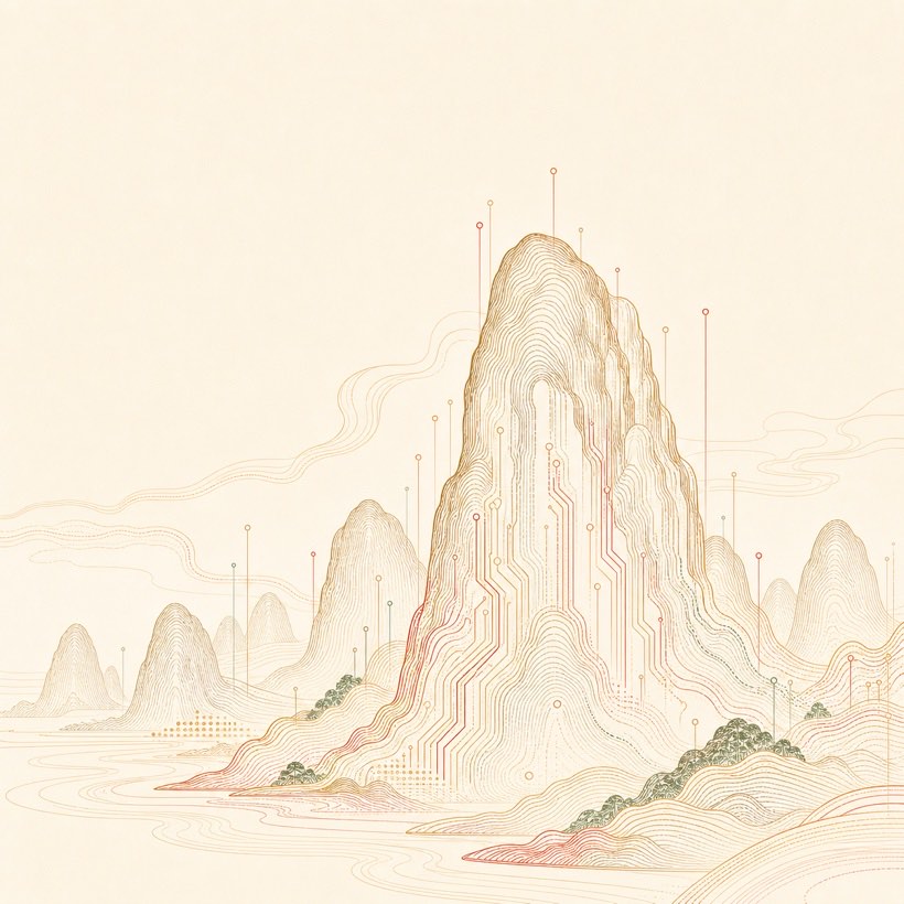 山 · 沉稳 线描插画
